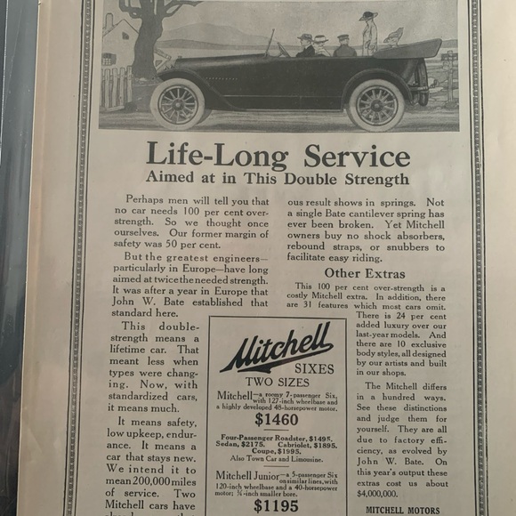 Vintage 1917 Mitchelll Life Long Service Ad Advertisement - Picture 3 of 3